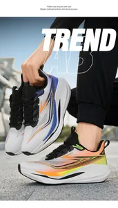 Detail of retro trend running shoes with multi-color gradient lines and mesh texture