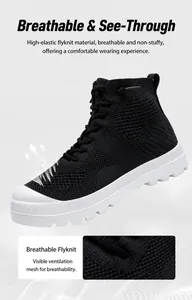 Close-up of high-elasticity breathable knit mesh fabric on high-top socks sneakers