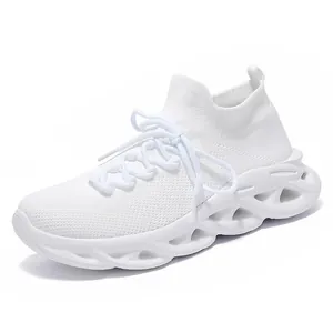 Sneaker in rete bianca traspirante con suola cava leggera per uomo e donna