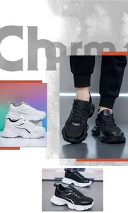 Détail de chaussures de running légères pour hommes avec semelle épaisse et tige en maille