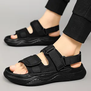 Men Summer Outdoor Sandals Breathable Casual Beach Shoes Thick EVA Sole Adjustable Hook And Loop Straps Fashion Sporty Walking Sandals
