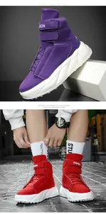 Details von High-Top-Sneakern mit Klettverschluss und leichter EVA-Plateaushöhle