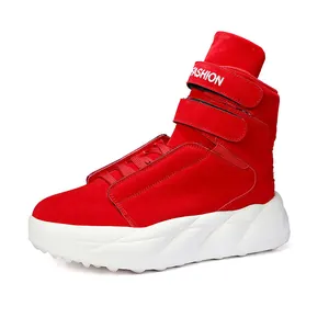 Mode-Sneaker für Herren in Rot aus Wildleder mit Plateausohle und Klettverschluss