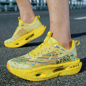 Scarpe da Corsa Unisex Sneakers con Assorbimento Urti Cavo Rete Traspirante Inchiostro a Spruzzo Suola Spessa Scarpe Sportive per Studenti Adulti