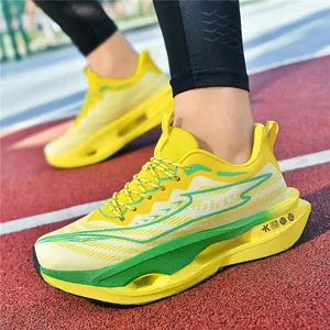 Men Women Running Shoes Carbon Plate Breathable Mesh Lightweight Hollow Cushioning Sports Sneakers Athletic Training Shoes