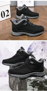 Détails de bottes d'hiver avec doublure en fourrure grise et semelle extérieure robuste