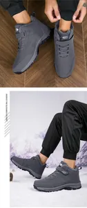 Détail de bottes de neige gris foncé avec doublure en fausse fourrure et semelle antidérapante