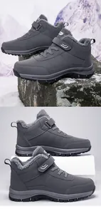 Détail de bottes d'extérieur d'hiver avec doublure en fourrure et semelles en gomme