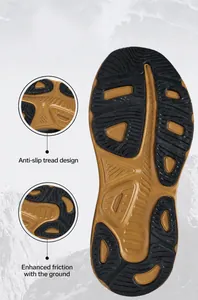 Detailed view of non-slip rubber outsole with strong grip patterns for hiking shoes