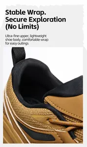 Macro detail of microfiber upper and padded ankle collar for lightweight outdoor shoes