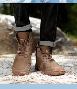 Detail of waterproof winter snow boots with quilted fabric and warm faux fur lining