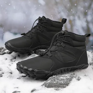 Winter waterproof outdoor snow boots for men with warm fur lining and non-slip rubber soles