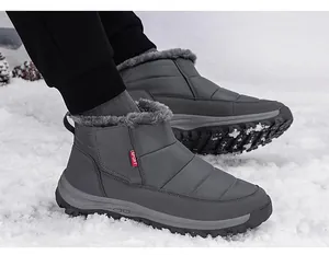 Bottes de neige avec col épais en fausse fourrure et semelle en caoutchouc antidérapante