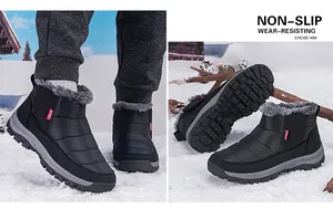 Détail de bottes d'hiver chaudes avec semelles antidérapantes et doublure en peluche