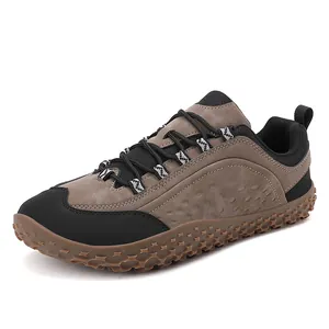 Wide Toe Barefoot Outdoor Hiking Shoes Men Women Lightweight Breathable Non-Slip Synthetic Leather Rubber Walking Sneakers