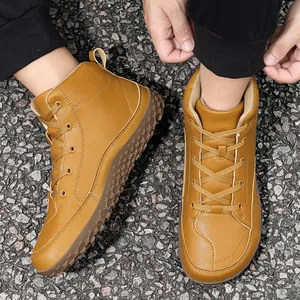 Botas de senderismo impermeables para hombre en cuero con suelas de goma antideslizantes