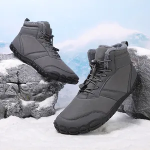Waterproof winter snow boots for men with warm fleece lining and diamond-quilted pattern