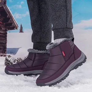 Bottes de neige violettes imperméables pour seniors avec doublure chaude et antidérapante