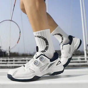Zapatillas deportivas blancas con doble ajuste giratorio para bádminton y gimnasio