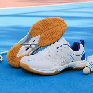 Chaussures de badminton blanches et bleues avec semelle en caoutchouc antidérapante