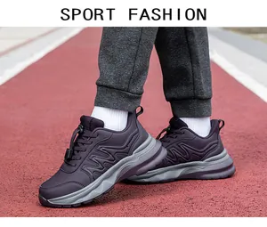 Outdoor walk showing dark purple walking shoes with thick gray cushioning soles