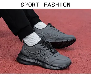 Detail of grey lightweight walking shoes for seniors with non-slip cushioned outsoles