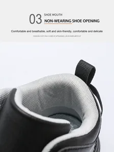Close-up of padded heel collar with breathable grey honeycomb lining and pull tab