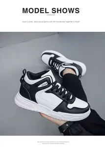 Detail of high-top sneaker showing lightweight EVA foam sole and black-white leather texture