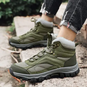 Men's Outdoor High Top Snow Boots Winter Warm Fleece Lined Hiking Shoes Non-Slip Tactical Combat Boots Camping Footwear
