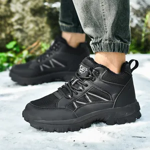 Botas de Nieve de Invierno para Hombre y Mujer Cálidas con Forro de Felpa Botas de Senderismo al Aire Libre Suela de TPR Antideslizante Zapatos de Algodón Casual Caqui Negro