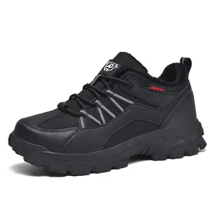 Zapatos de senderismo para hombre forrados de felpa, cálidos con suela antideslizante