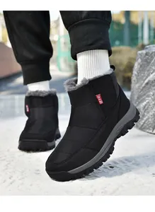 Winter-Walking-Boots mit warmem grauem Kunstfellfutter und winddichtem Material