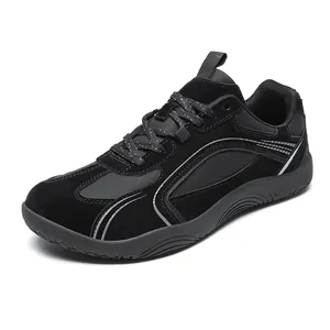 Zapatillas de entrenamiento antideslizantes de cuero negro para hombre y mujer invierno