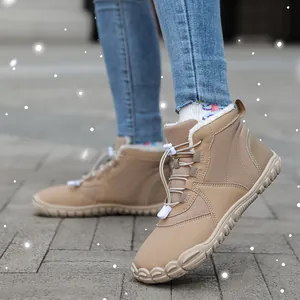 Botas de nieve de invierno barefoot en caqui con forro polar y suela antideslizante