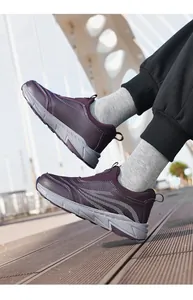 Deep purple winter walking shoes with thick cushioned soles and warm lining for outdoors