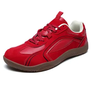 Zapatillas unisex de cuero rojo para el tira y afloja con suela de goma antideslizante