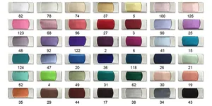 Detailed color chart showcasing 42 different satin fabric shades for girls dresses