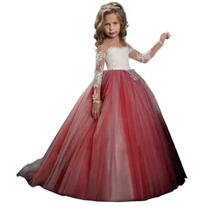 Detailed long sleeve white lace bodice with layered red and white mesh tulle tutu skirt