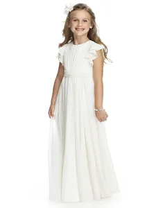 Elegant Ruffle Chiffon Flower Girl Dress For Wedding Party Kids Maxi Princess Gown Ceremony Dress