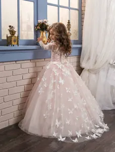 Robe de princesse en tulle pour fille avec papillons 3D et dentelle pour mariages