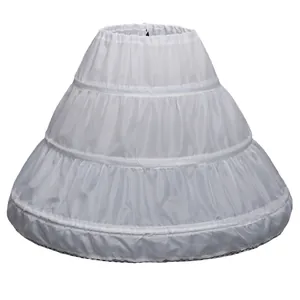 White 3-hoop petticoat with adjustable waist for girls' ball gown and wedding dress