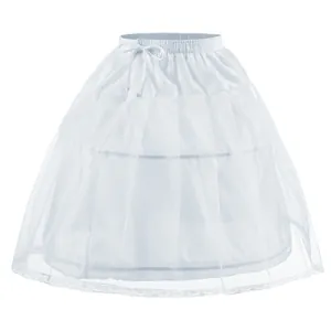 Jupon blanc pour robe de princesse avec tulle multicouche et bordure en dentelle florale