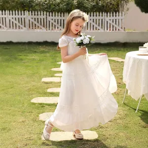 Robe princesse élégante en dentelle blanche pour fille pour mariages et cérémonies