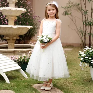 Dettaglio del tulle con paillettes a stella su un abito da principessa gonfio per bambine