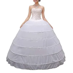 Women's Hoop Wedding Petticoat Crinoline Underskirt For Ball Gown Bridal Dress White Adjustable Waist Full Shape Support