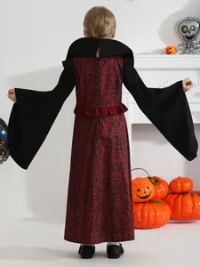 Déguisement de vampire pour enfants rouge et noir avec cape à capuche pour Halloween