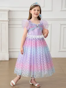 Girl's mermaid princess costume set with sequins and accessories for Halloween