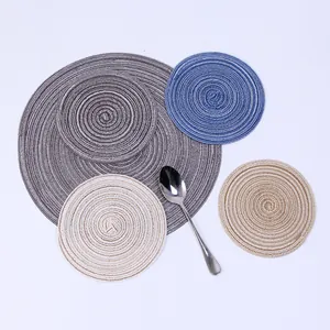 Japanese style woven heat-resistant table mats in various colors and sizes for home dining