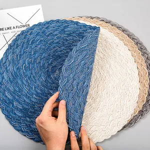 Thick Nordic woven ramie cotton heat-resistant placemats in four colors for dining tables