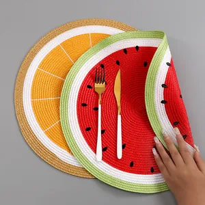 Gewebte Platzsets im Frucht-Design mit Wassermelonen- und Orangenmotiven, flexibel